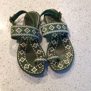 Tory Burch | Woven Leather Sandals 💚🤍
